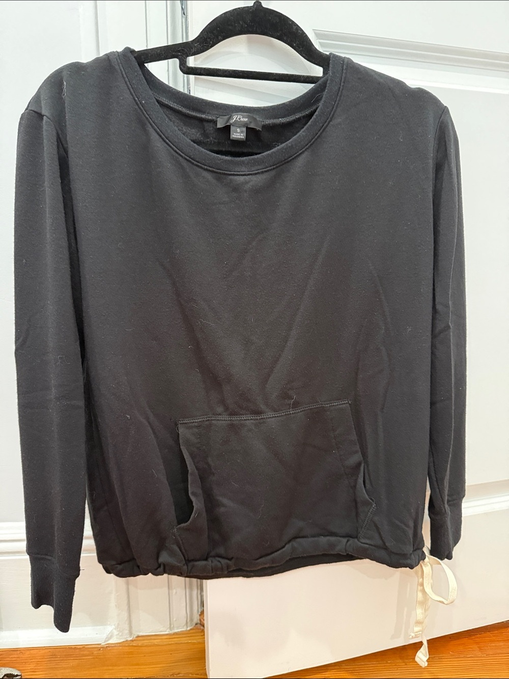 J. Crew Black Women's Pullover Sweatshirt with Kangaroo Pocket